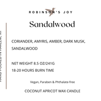 Sandalwood 8.5 oz Glass Candle- Black Label Men's Collection