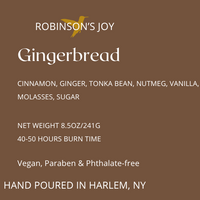 Gingerbread 8.5 oz Glass Candle- Fall Collection