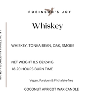 Whiskey 8.5 oz Glass Candle- Black Label Men's Collection