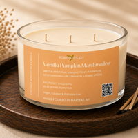 Vanilla Pumpkin Marshmallow 8.5oz Glass Candle- Fall Collection