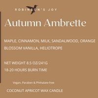 Autumn Ambrette  8.5oz Glass Candle- Fall 2025 Collection