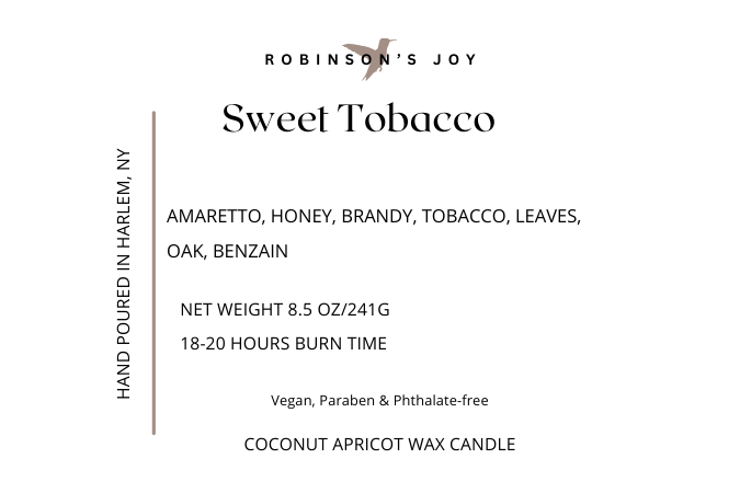 Sweet Tobacco 8.5 oz Glass Candle- Black Label Men's Collection