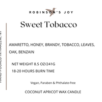 Sweet Tobacco 8.5 oz Glass Candle- Black Label Men's Collection