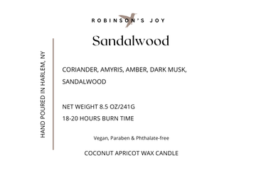 Sandalwood 8.5 oz Glass Candle- Black Label Men's Collection
