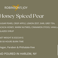 Honey Spiced Pear 8.5 OZ Glass Candle- Fall Collection