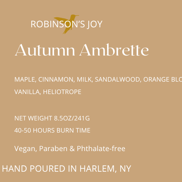 Autumn Ambrette  8.5oz Glass Candle- Fall Collection