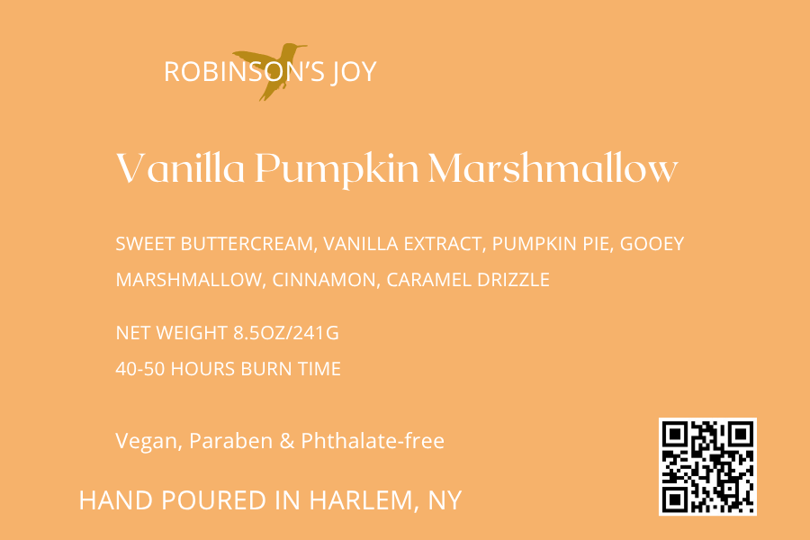 Vanilla Pumpkin Marshmallow 8.5oz Glass Candle- Fall Collection