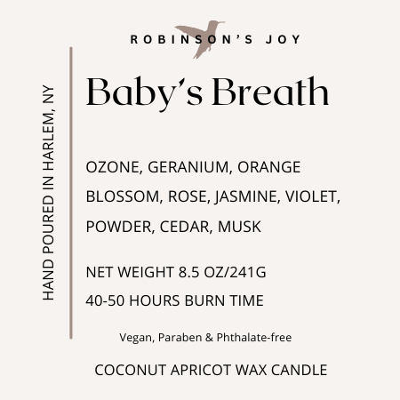 Baby's Breath 8.5 oz  Glass Candle- Signature Collection