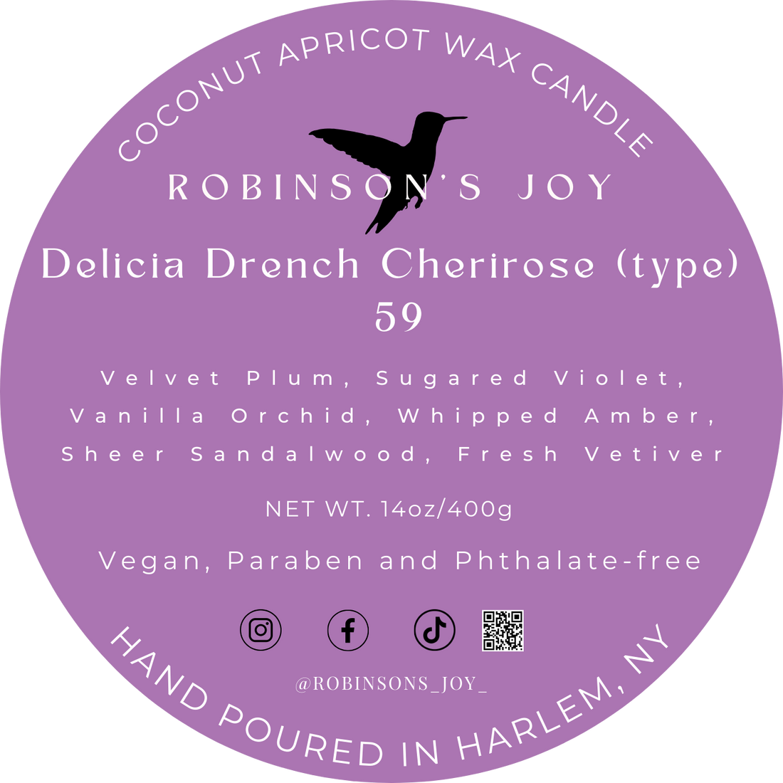 Delicia Drench Cheirosa 59 (type) 14oz Candle- ROMANTIC COLLECTION