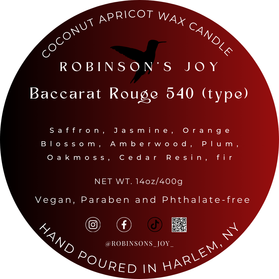 Baccarat Rouge 540 (type) 14oz Candle- ROMANTIC COLLECTION