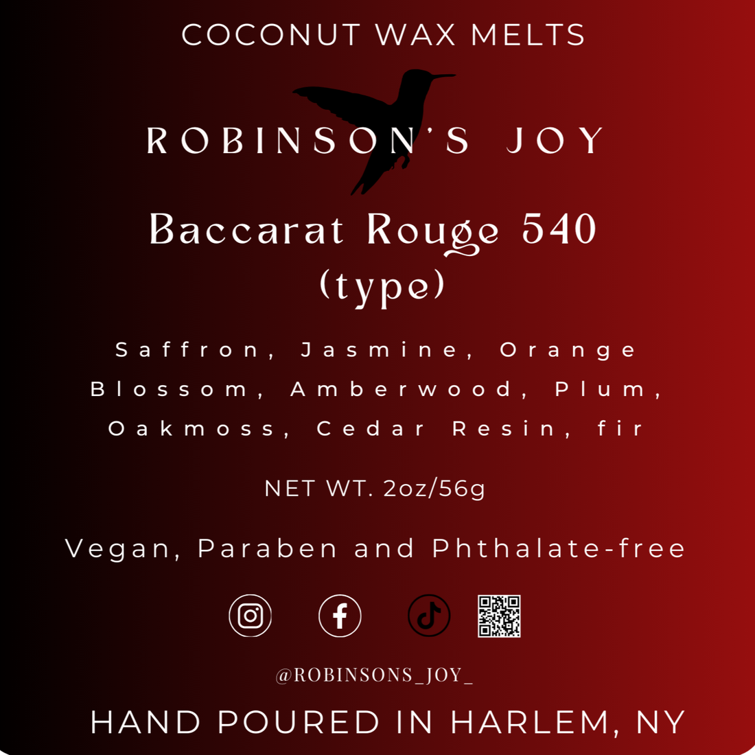 Baccarat Rouge 540 (type) Wax Melts- ROMANTIC COLLECTION