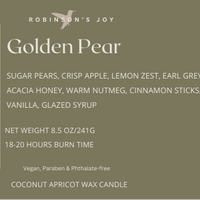 Golden Pear 8.5 OZ Glass Candle- Fall Collection 2025