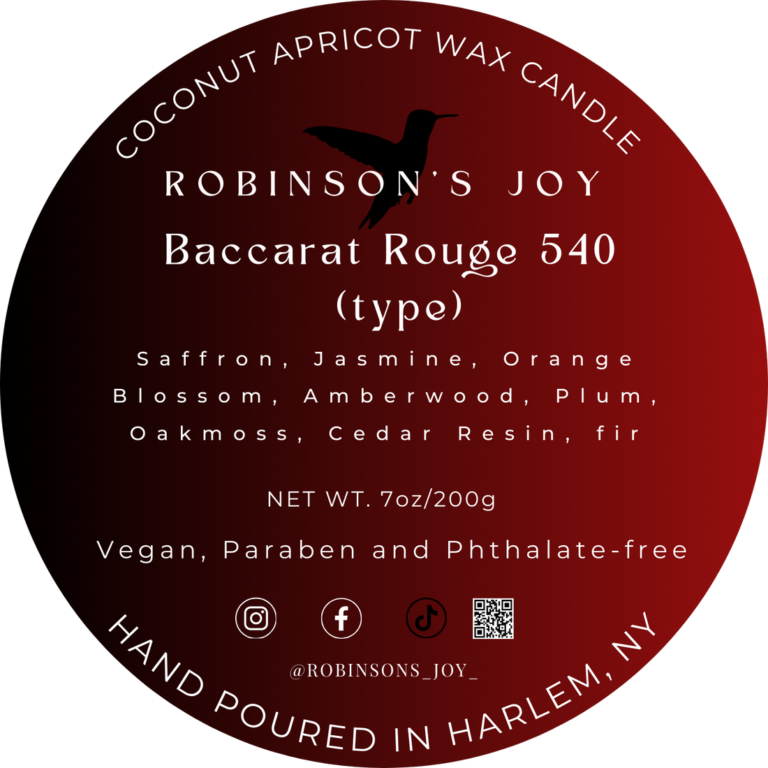 Baccarat Rouge 540 (type) 7oz Candle- ROMANTIC COLLECTION