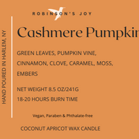 Cashmere Pumpkin 8.5 oz Glass Candle- Fall Collection 2025