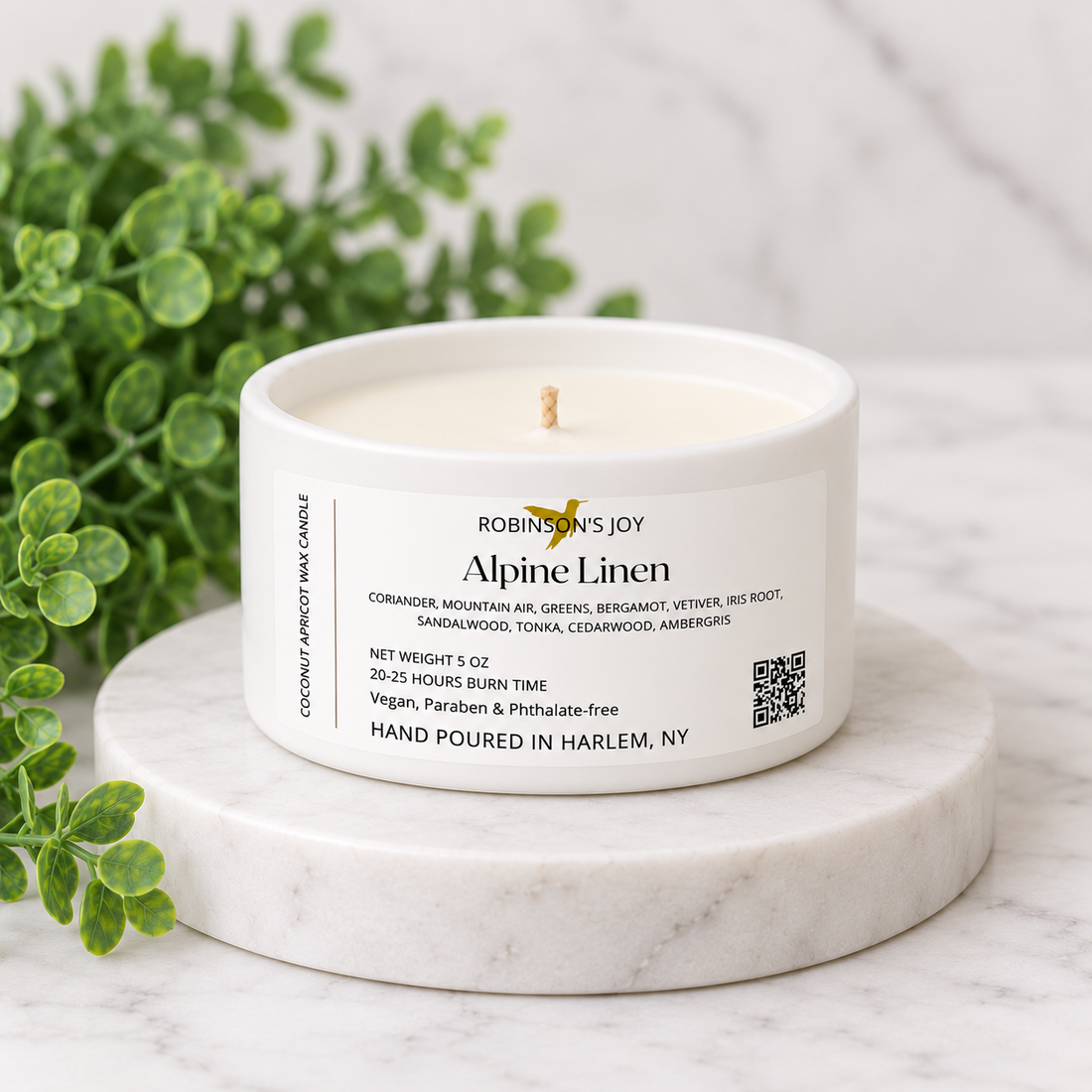 Alpine Linen 5oz Ceramic Candle- Holiday  Collection