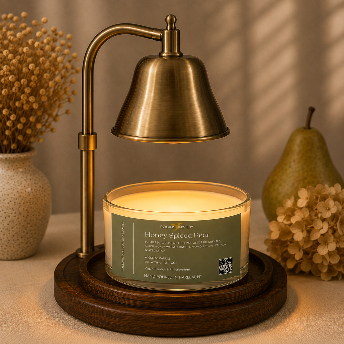 Wickless Honey Spiced Pear 8.5 OZ Glass Candle- Fall Collection