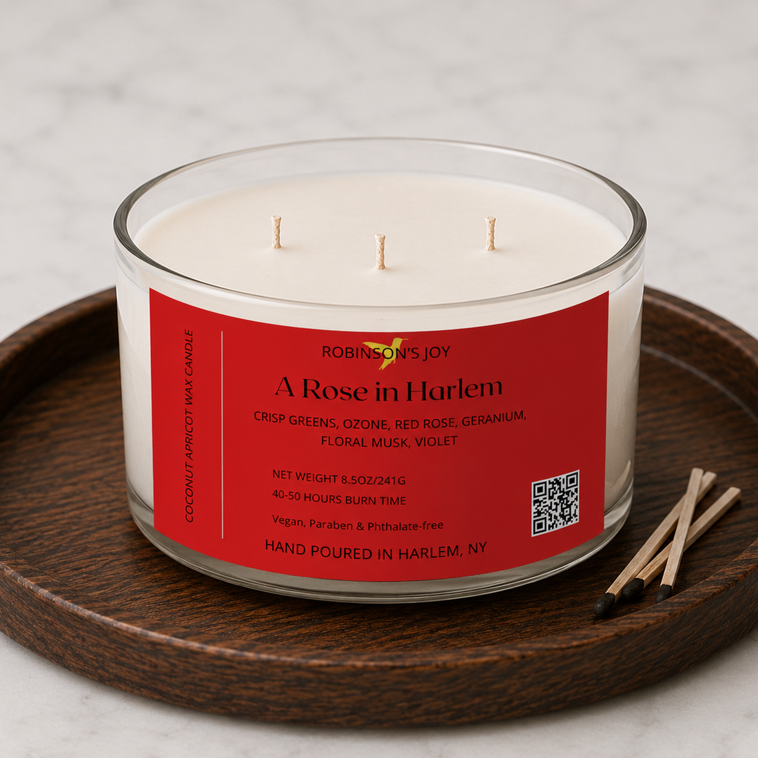 A Rose in Harlem  8.5 oz  Glass Candle- Signature Collection