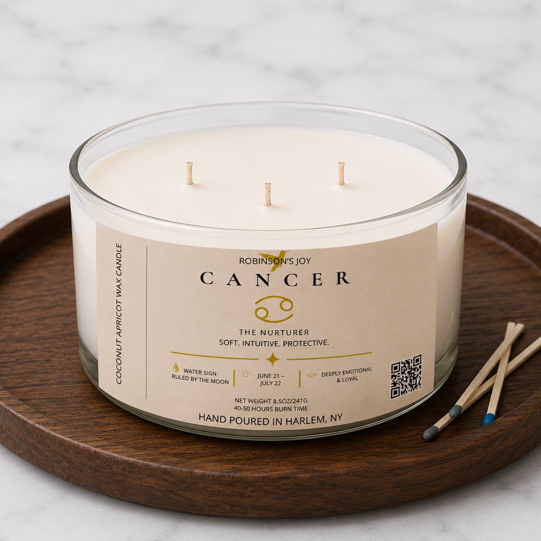 The Cancer 8.5 oz Glass Candle - Zodiac Collection