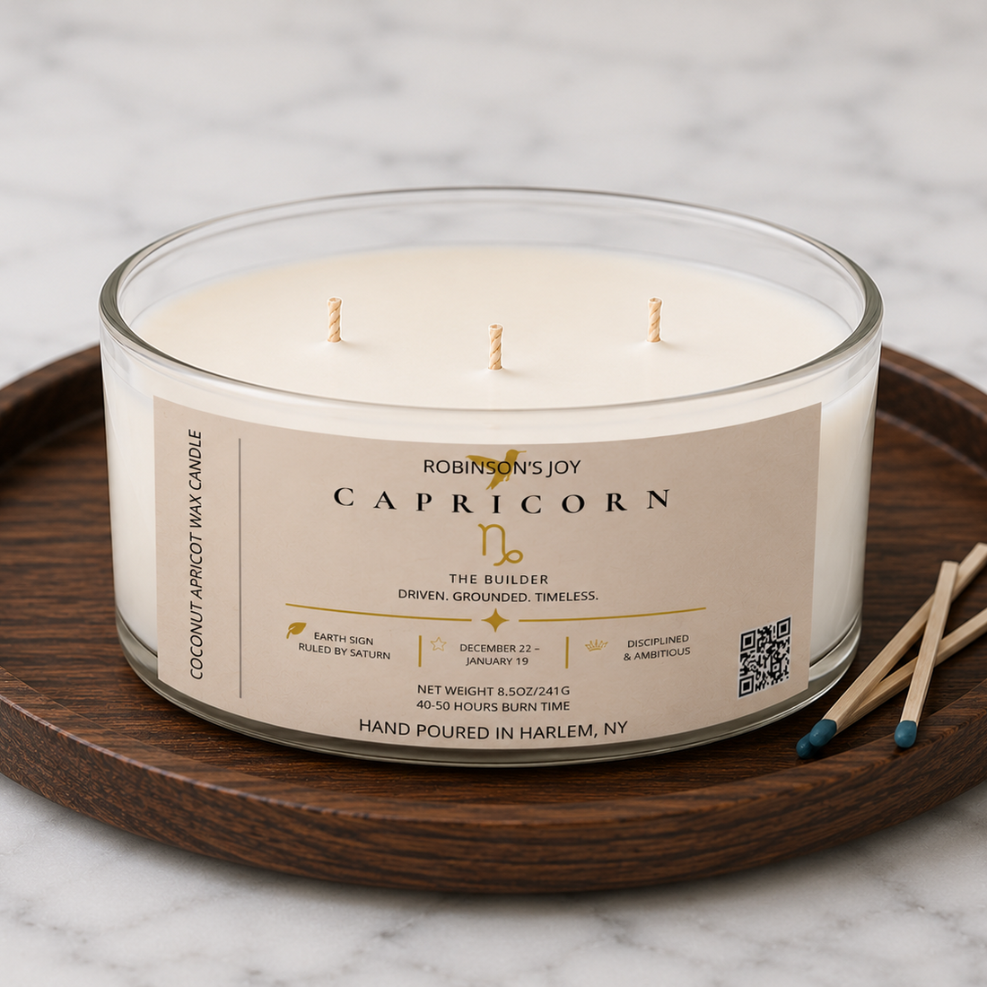 The Capricorn 8.5 oz Glass Candle - Zodiac Collection