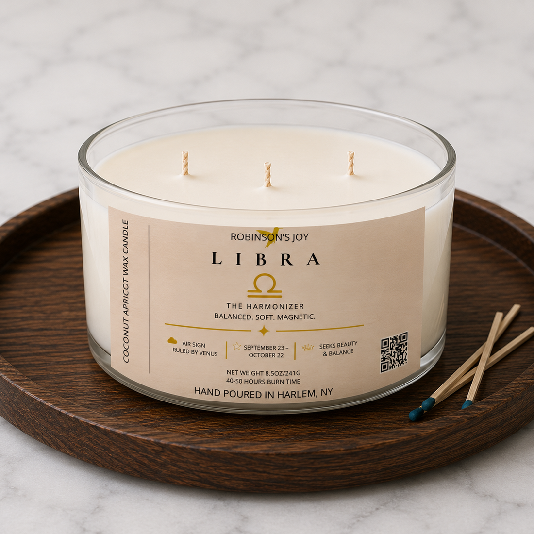 The Libra 8.5 oz Glass Candle - Zodiac Collection