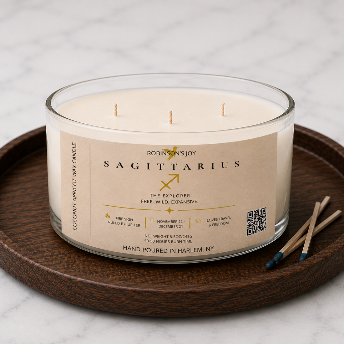 The Sagittarius 8.5 oz Glass Candle - Zodiac Collection