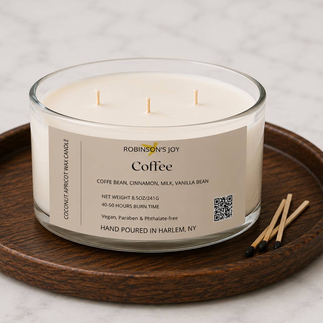 Coffee 8.5 oz Glass Candle- Signature Collection