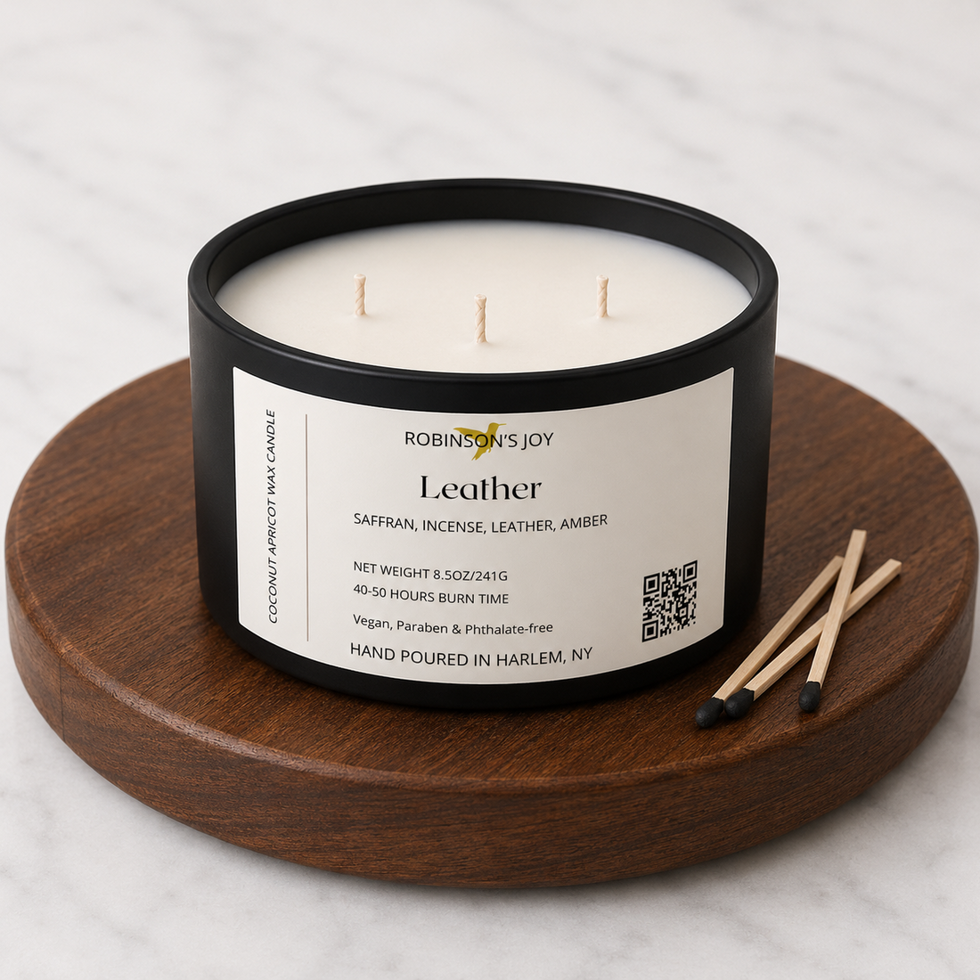 Leather 8.5 oz Glass Candle- Black Label Men's Collection