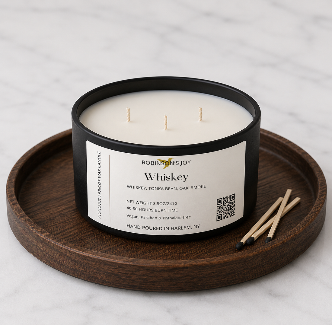 Whiskey 8.5 oz Glass Candle- Black Label Men's Collection