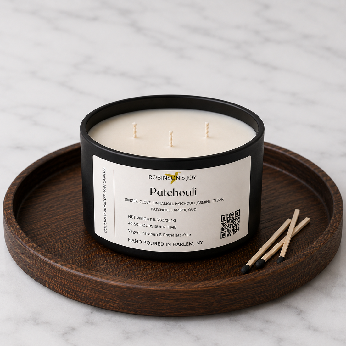 Patchouli 8.5 oz Glass Candle- Black Label Men's Collection