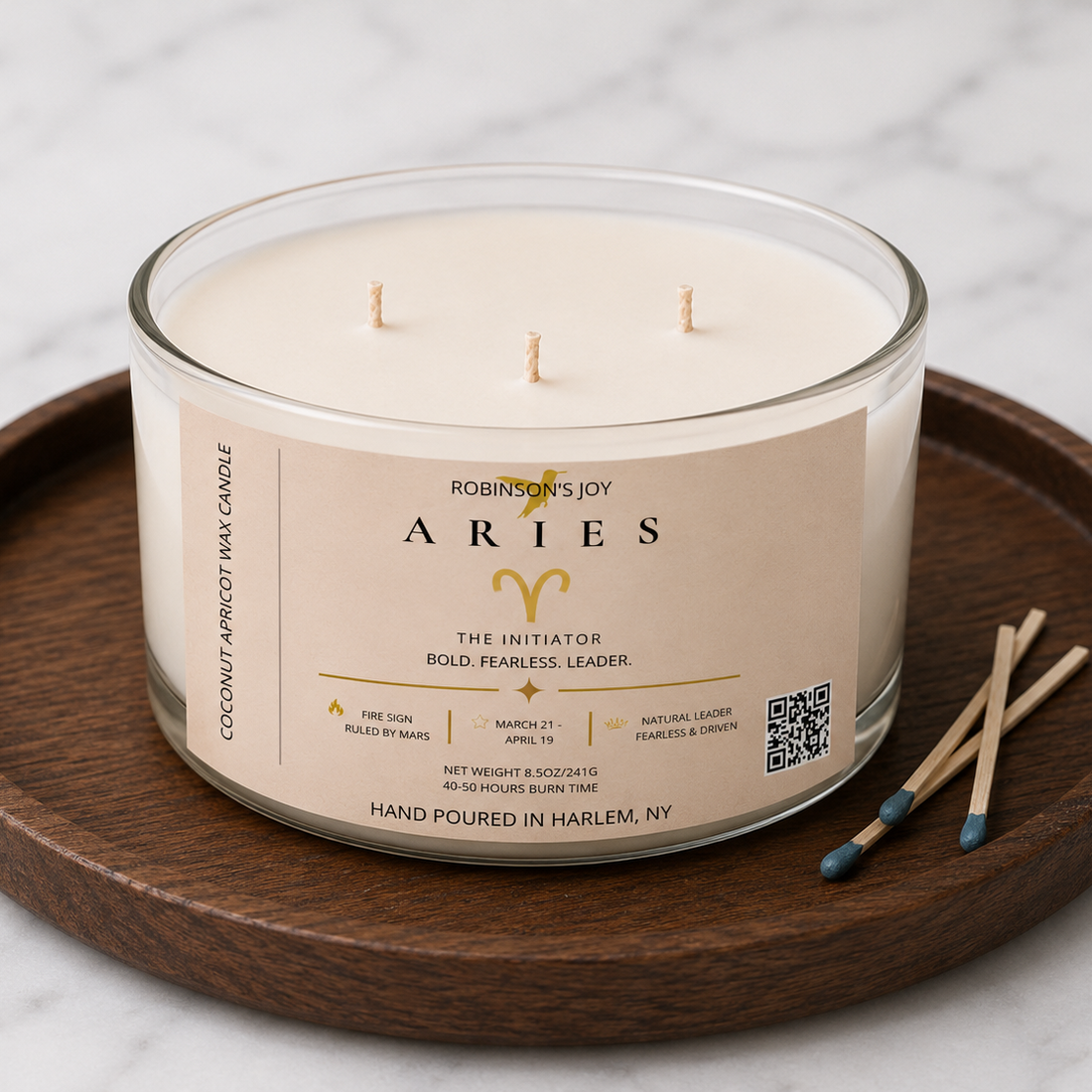 The Aries 8.5 oz Glass Candle - Zodiac Collection