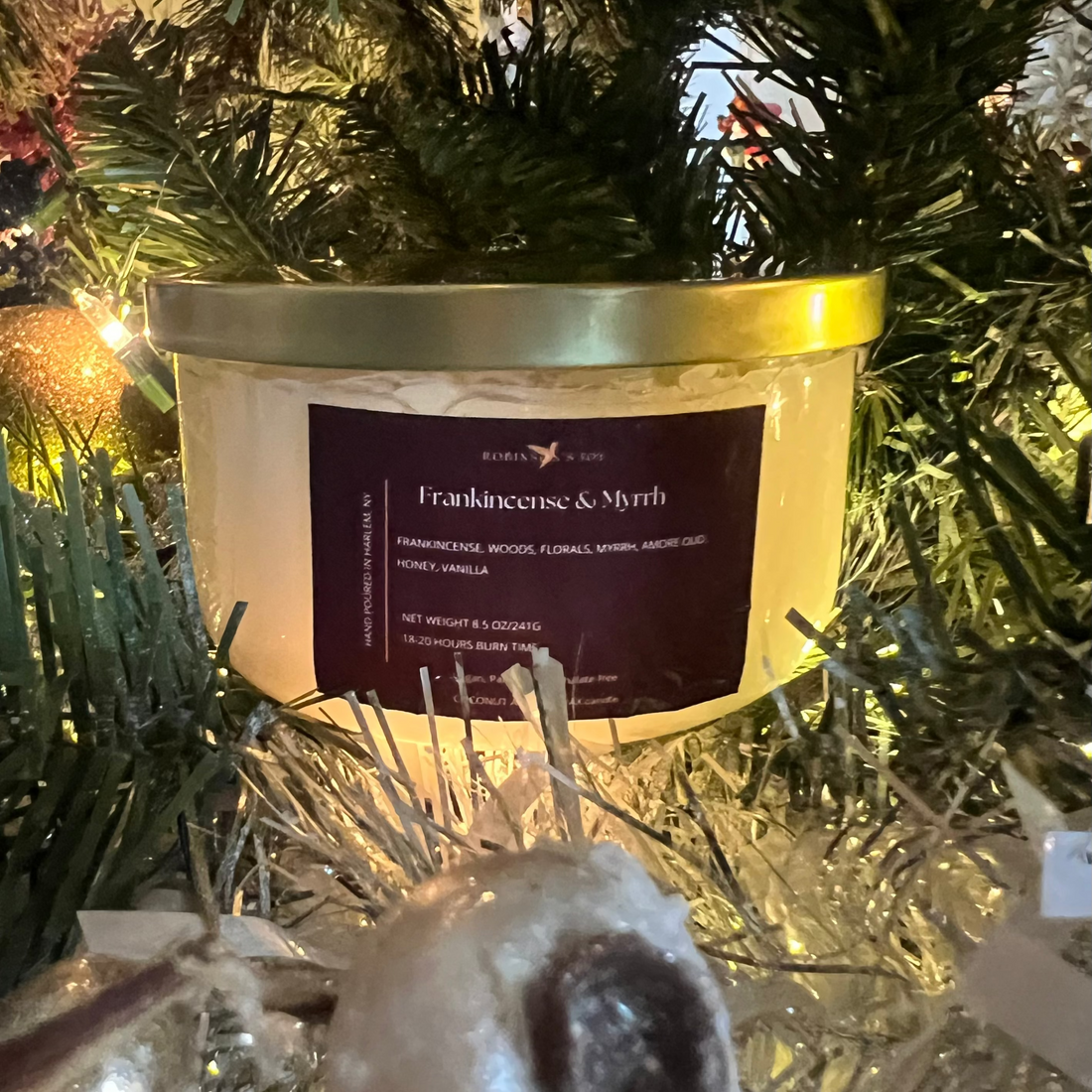 Frankincense & Myrrh 8.5 oz Glass Candle- Holiday 2025 Collection