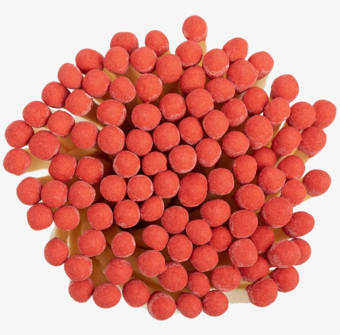 Cherry Red Matches in Cork Vial