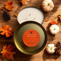 Vanilla Pumpkin Marshmallow Luxury Tin Candle- Fall Collection