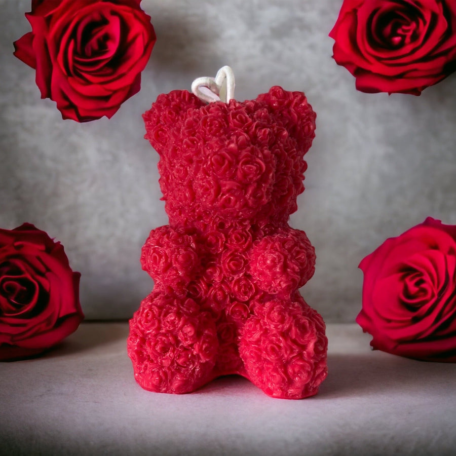 Rose Bear Sculpture Candle