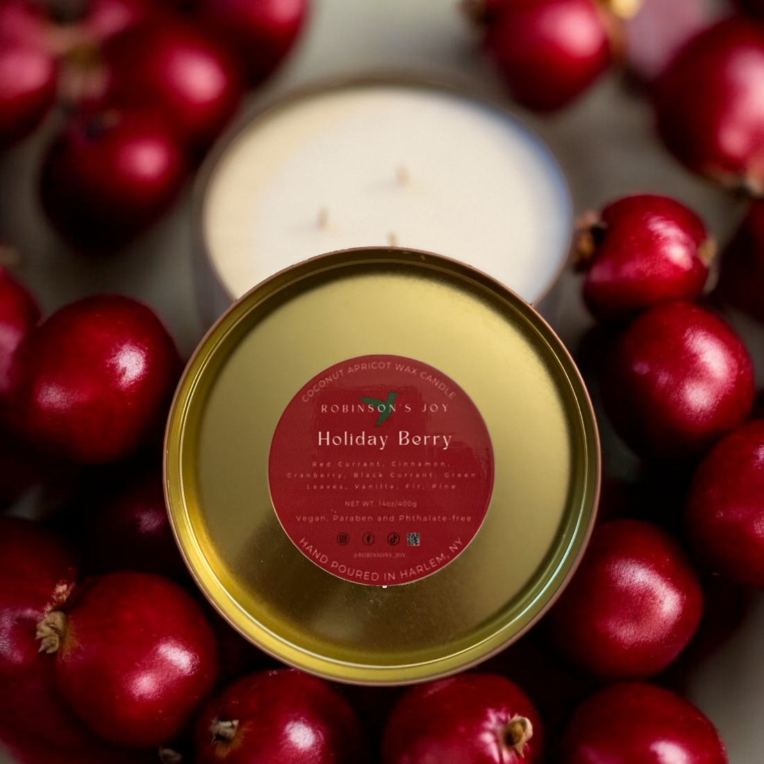 Holiday Berry Luxury Tin Candle- Holiday Collection