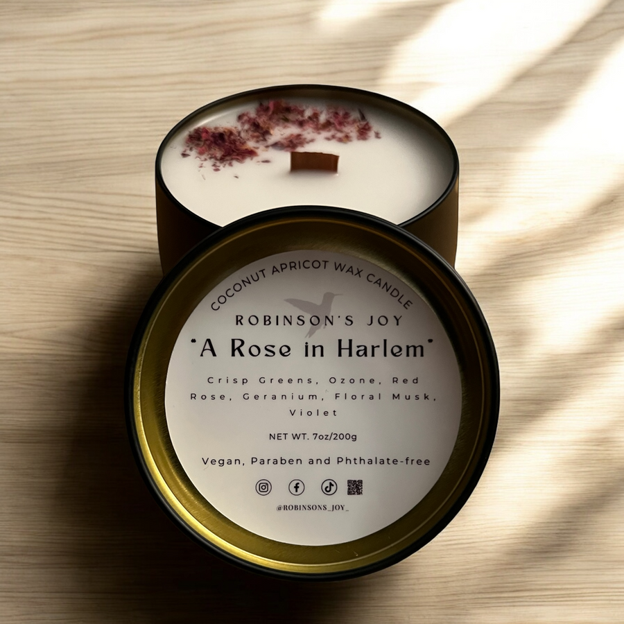 “A Rose in Harlem” Luxury Tin 7oz Candle- SIGNATURE COLLECTION