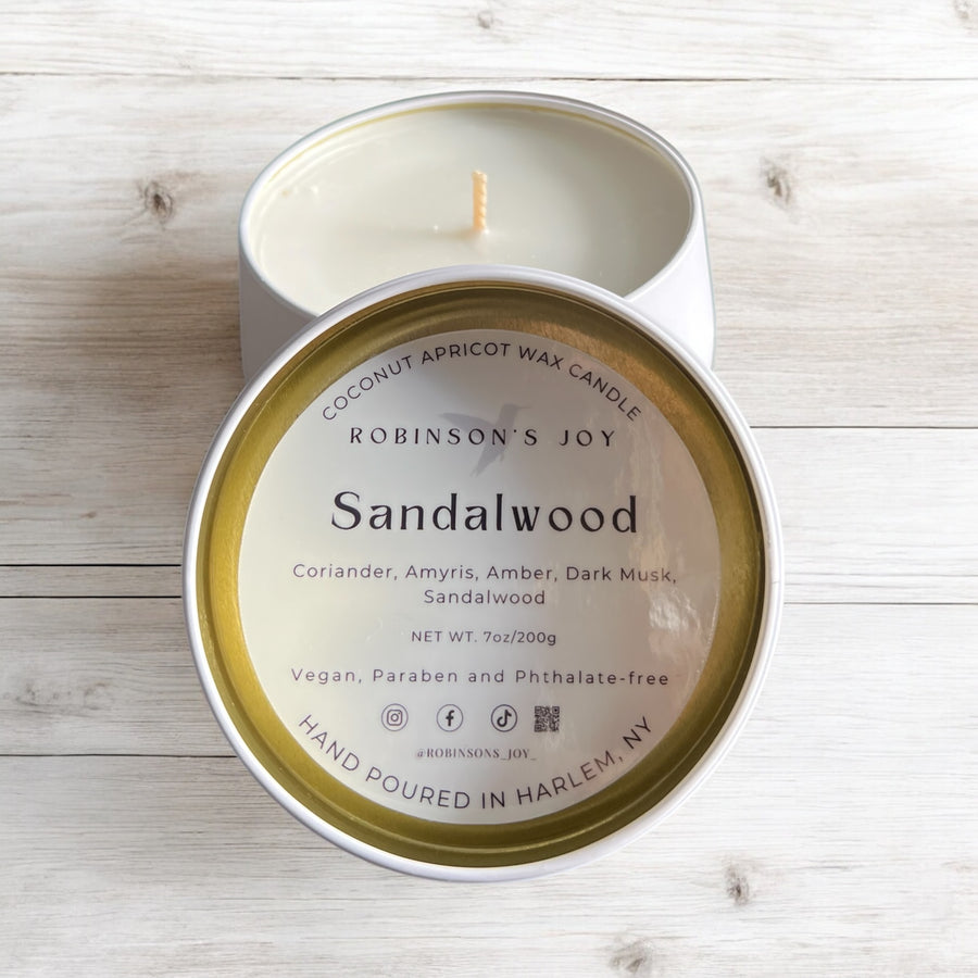 Sandalwood Luxury Tin 7oz Candle- SIGNATURE COLLECTION