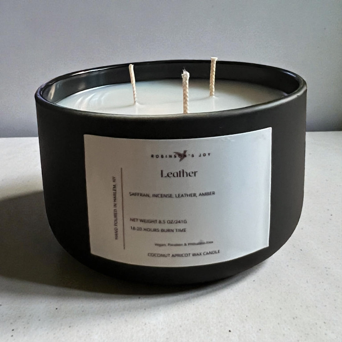 Leather 8.5 oz Glass Candle- Black Label Men's Collection