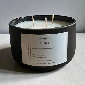 Leather 8.5 oz Glass Candle- Black Label Men's Collection