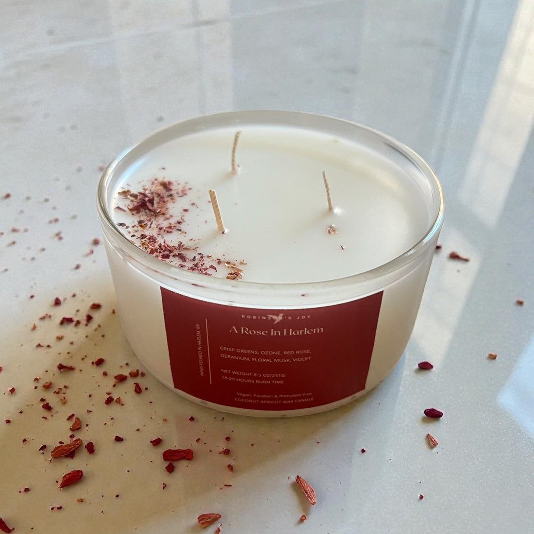 A Rose in Harlem  8.5 oz  Glass Candle- Signature Collection